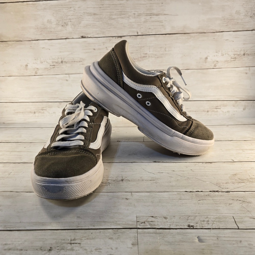 Vans Old Skool Stackform Olive Green Suede Platform Sneakers Mens 8 Womens 9.5